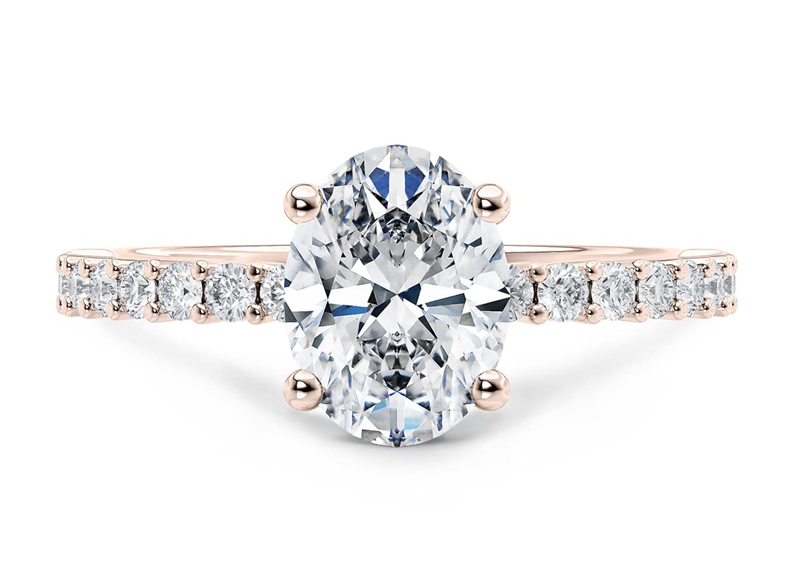 1.0/2.0/3.0 CT Oval Moissanite Engagement Ring for Women - 18K Gold Plated Silver, White Gold, Rose Gold & Yellow Gold Options with Free Engraving - Perfect for Proposals, Anniversaries & Wedding Bands