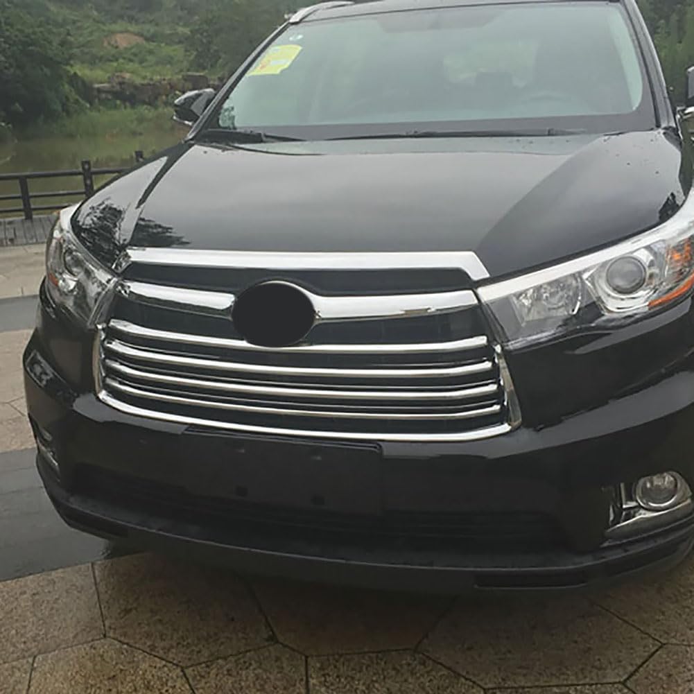 2015-2019 Toyota Highlander Chrome Front Hood Grill Cover - OEM Style Replacement Grille Trim for Enhanced Style & Protection | Perfect for Car Upgrades, Off-Road Adventures & Daily Driving