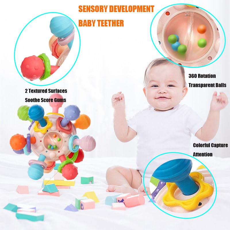 Baby Teething Toys 0-12 Months - Montessori Sensory Rattle for Infants | Perfect for Soothing Gums & Early Learning