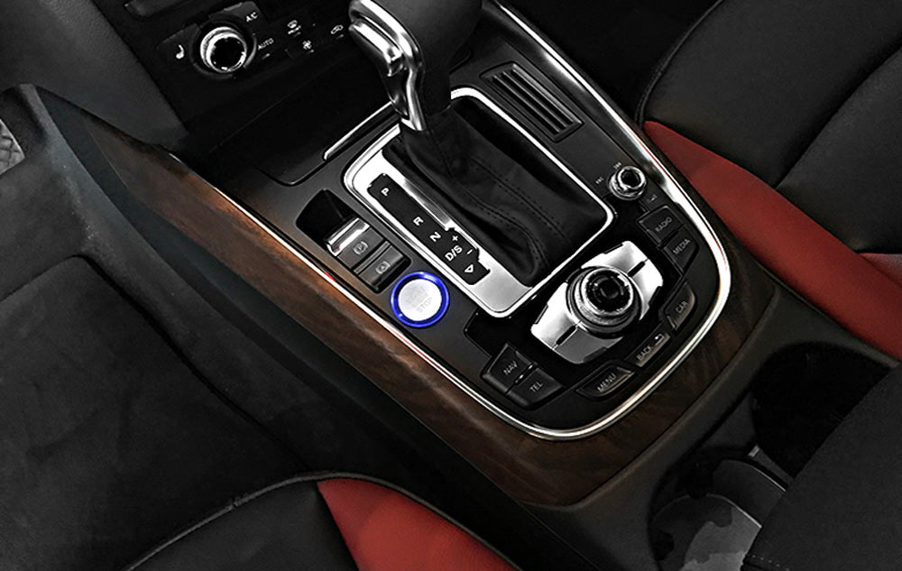 Blue Aluminum Keyless Engine Push Start Button Decoration Trim for Audi A4 A5 A7 - Upgrade Your Car Interior with Stylish Accessories for Enhanced Driving Experience