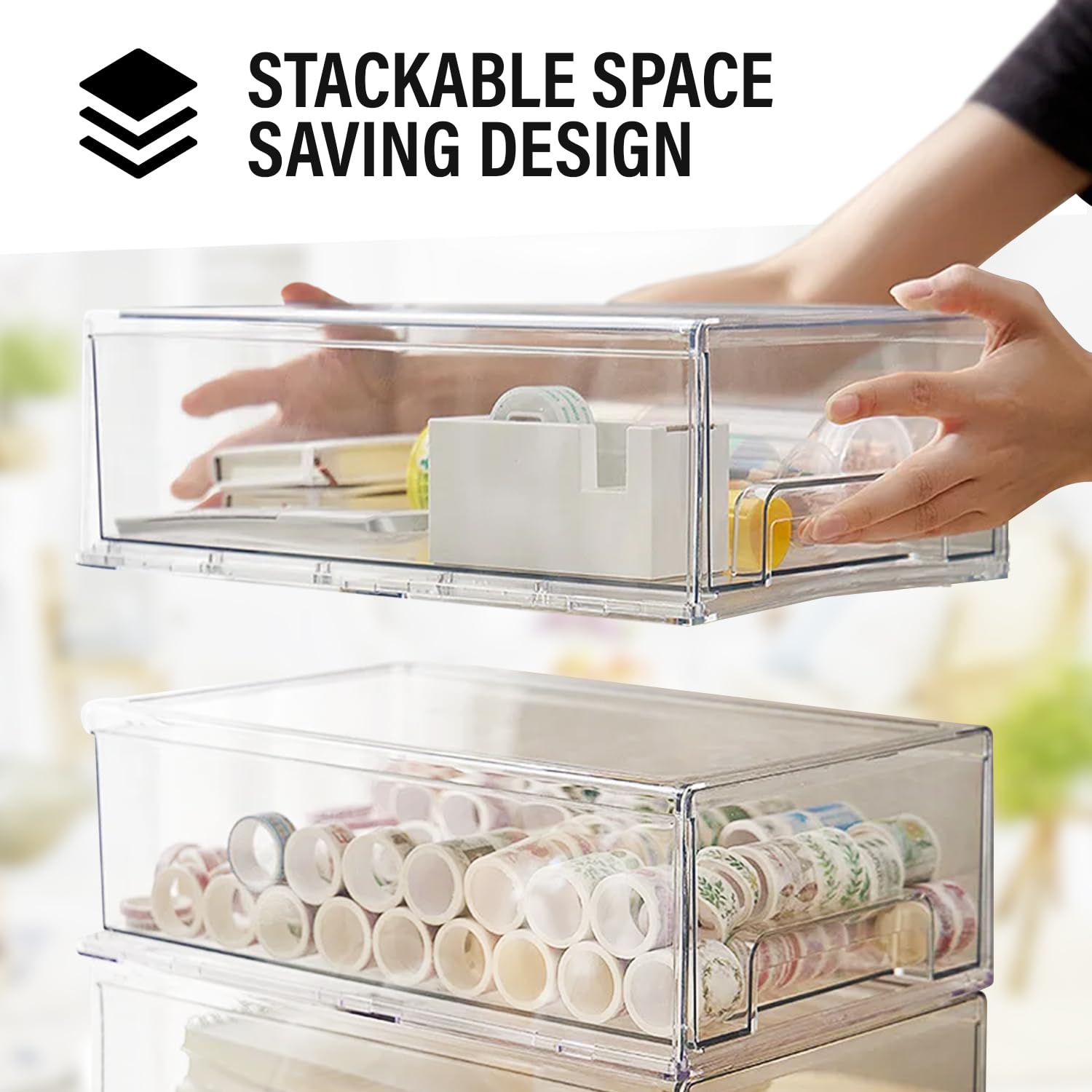 Clear Plastic Storage Drawer Organizer Bins - Versatile Kitchen, Pantry & Fridge Organization Solutions for Efficient Home Storage and Decluttering