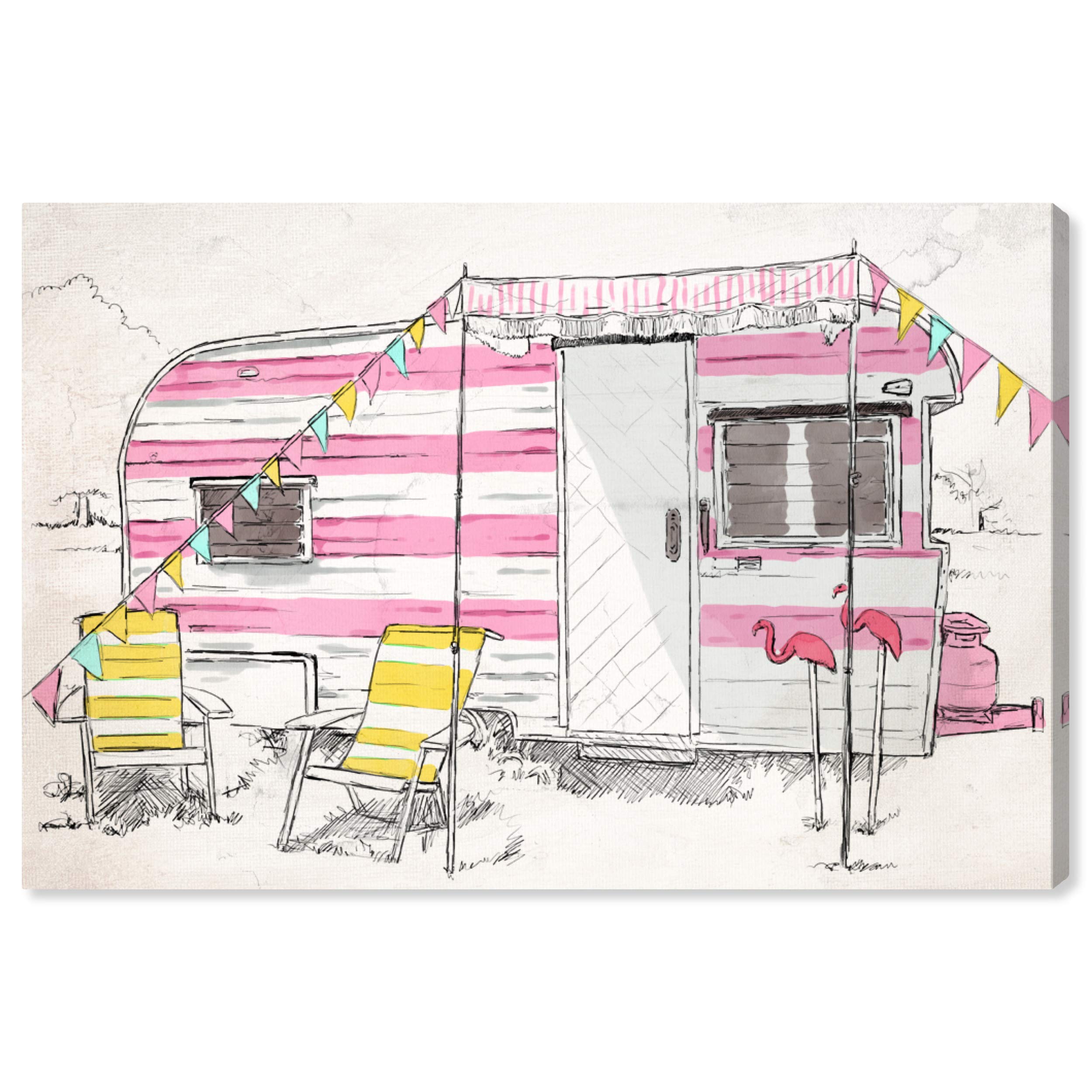 Oliver Gal Artist Co. Camper Wall Art Canvas Print - 30x20 Inch Pink & White Home Decor for RV, Bedroom, Living Room | Entertainment & Hobbies Themed Wall Art for Travel Lovers