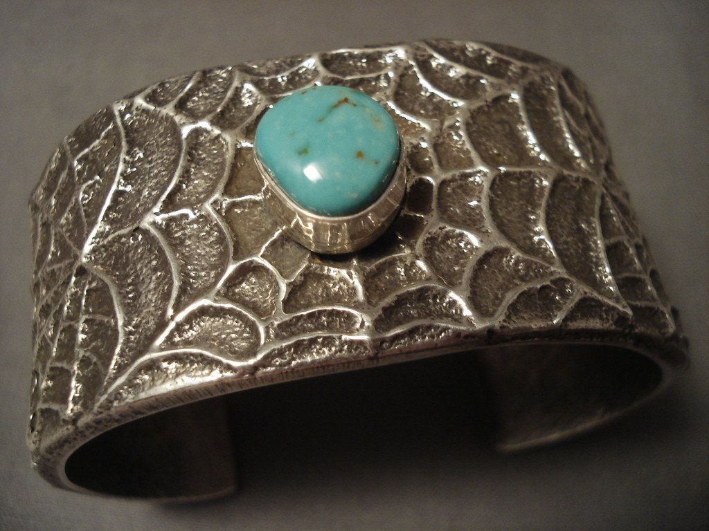 Authentic Navajo Turquoise Silver 'Web' Bracelet - 155g Handcrafted Native American Jewelry for Women & Men - Perfect for Boho, Western & Festival Fashion