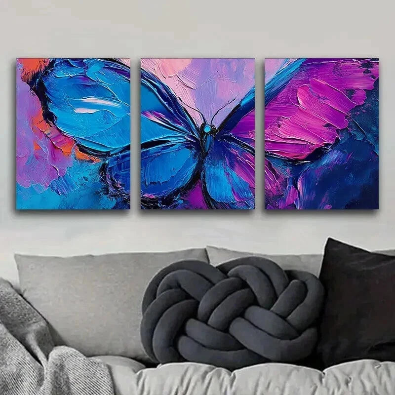 3-Piece Abstract Butterfly Colorful Wall Art Set - Framed Canvas 50x70cm | High Quality Print | 100% Australian Made | Ready to Hang | Perfect for Living Room, Bedroom & Office Decor