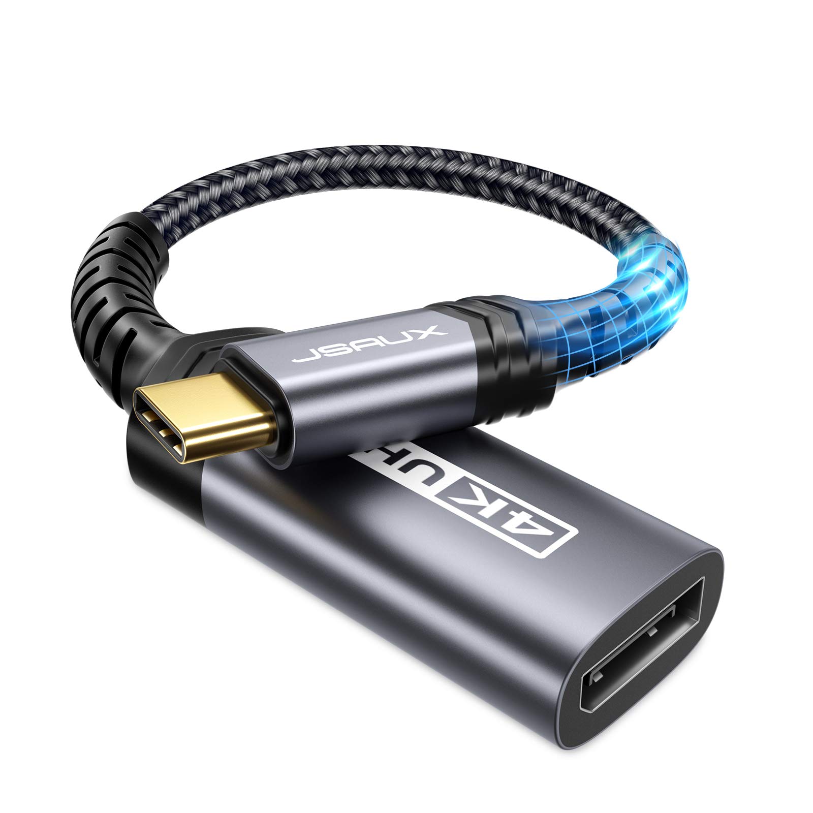 JSAUX USB C to DisplayPort Adapter 4K@60Hz, Thunderbolt 3 to DP Cable for MacBook Pro/Air, iPhone 15, Dell XPS, Surface, Samsung Galaxy - Grey | Perfect for Home Office, Gaming & 4K Video Streaming