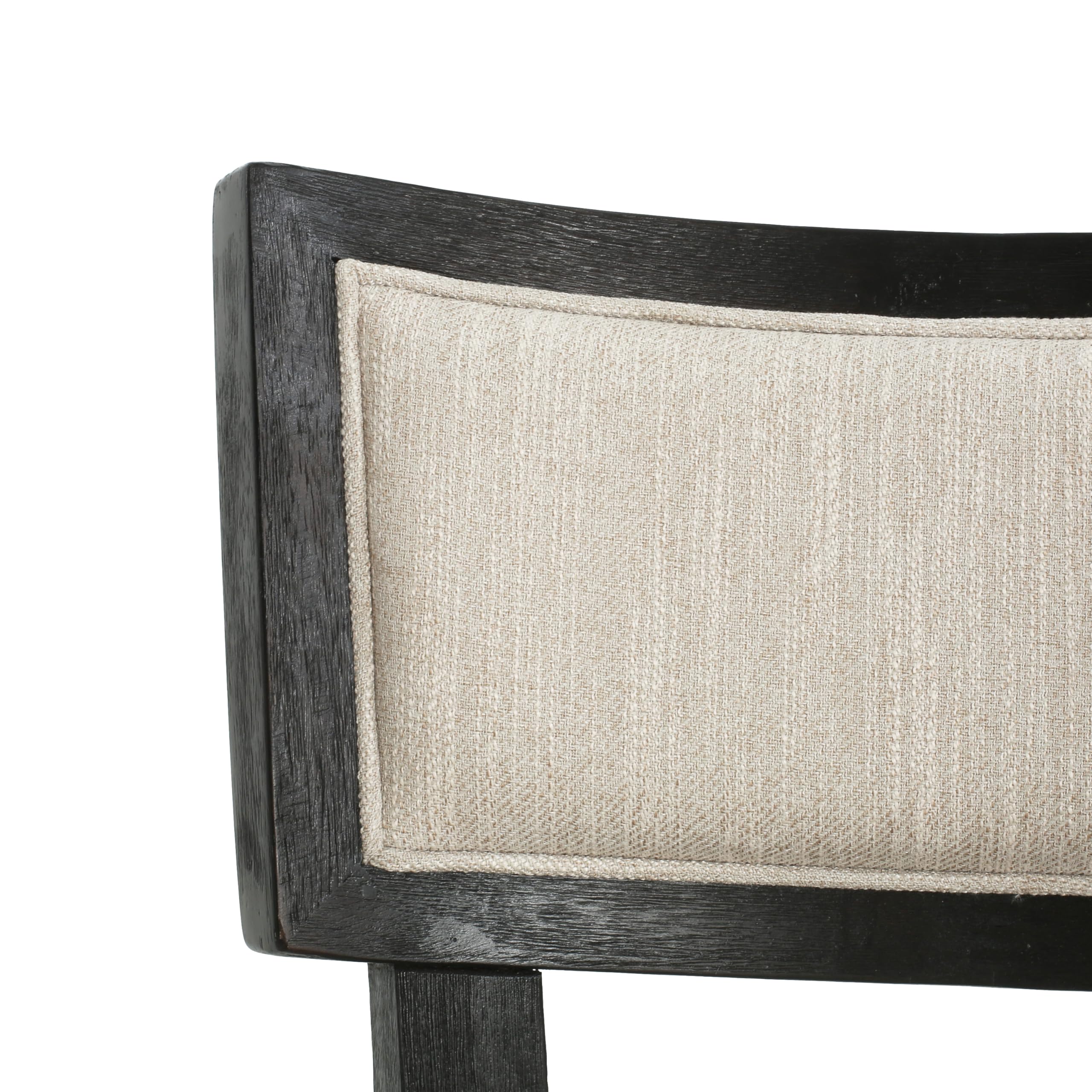 Christopher Knight Home Set of 2 Fabric Upholstered Armless Dining Chairs with Rubberwood Legs & King Louis Back - Wood Frame Soft Chairs for Dining Room, Kitchen, Restaurant - Brown & Beige - Perfect for Home Decor, Small Spaces & Elegant Dining Settings
