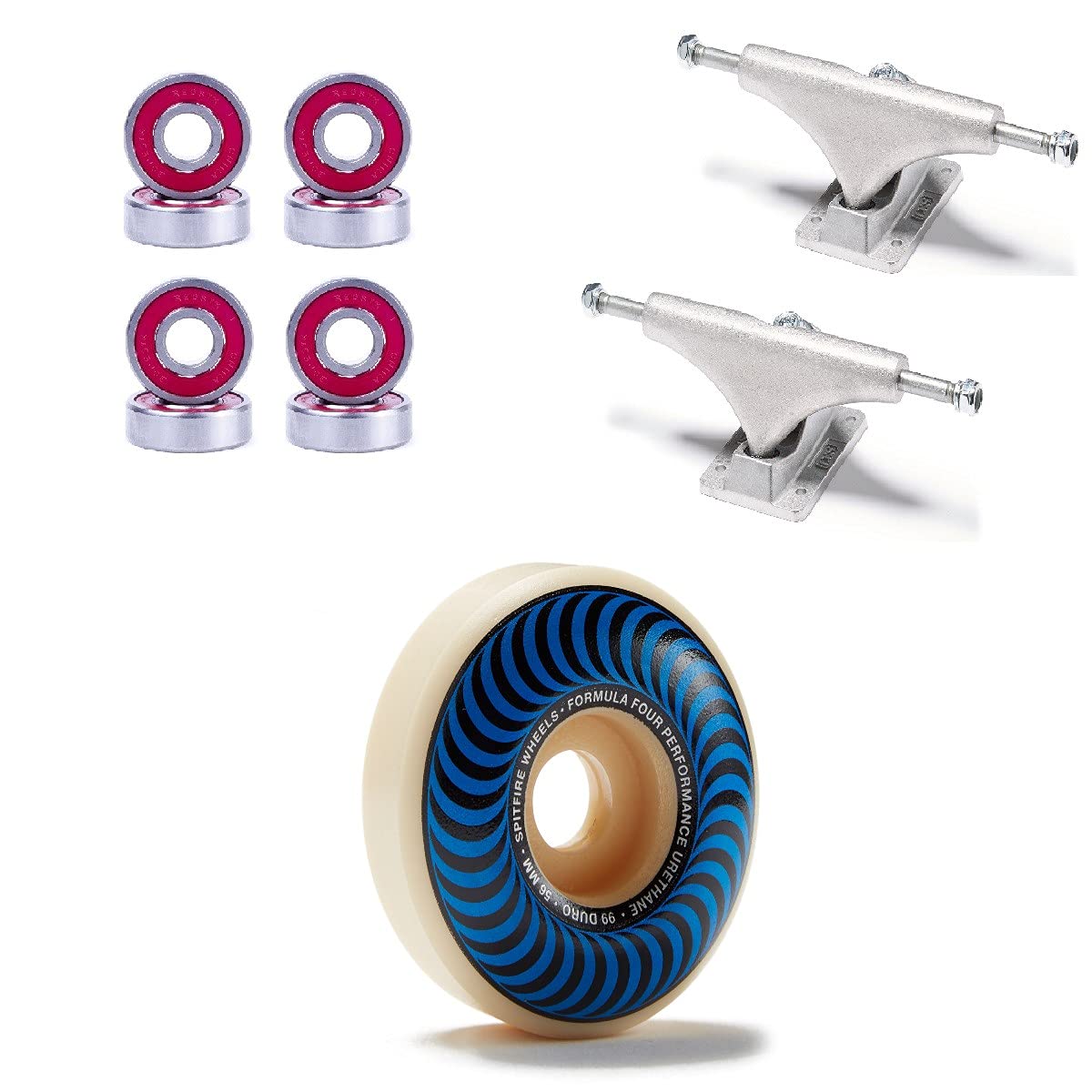 Spitfire F4 99d Classics Skateboard Wheels 56mm with Bones Reds Bearings & 139mm Raw Trucks - High Performance Wheels for Street & Park Skateboarding