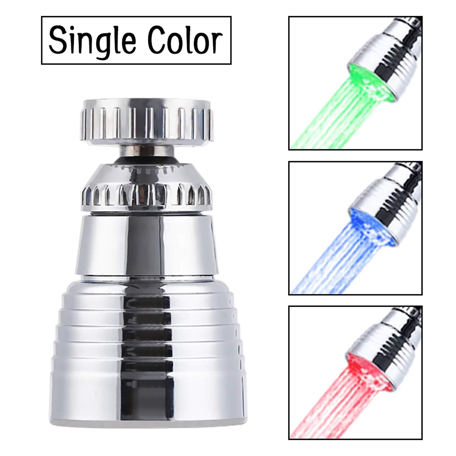 3-Color LED Faucet Light - 360° Rotatable for Kitchen & Bathroom Sink