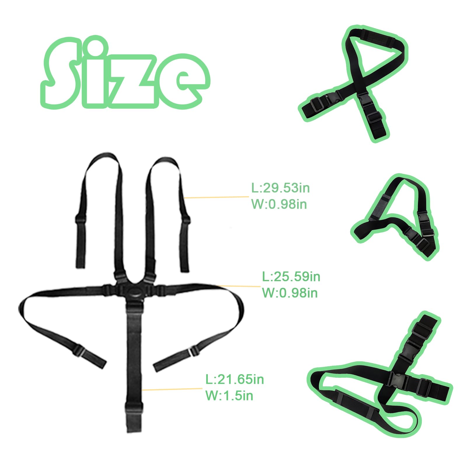 5-Point Safety Harness for Baby Strollers & High Chairs - Adjustable Pushchair Pram Buggy Strap with Shoulder Belts | Secure Infant Protection for Travel, Dining & Outdoor Activities