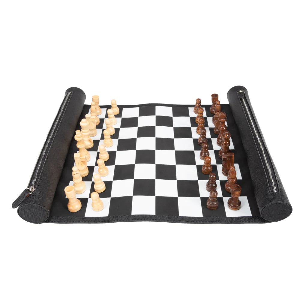 Brouk & CO Rowan Travel Chess Roll - Portable Folding Chess Set for Adults & Kids - Perfect for Camping, Travel, and Outdoor Games