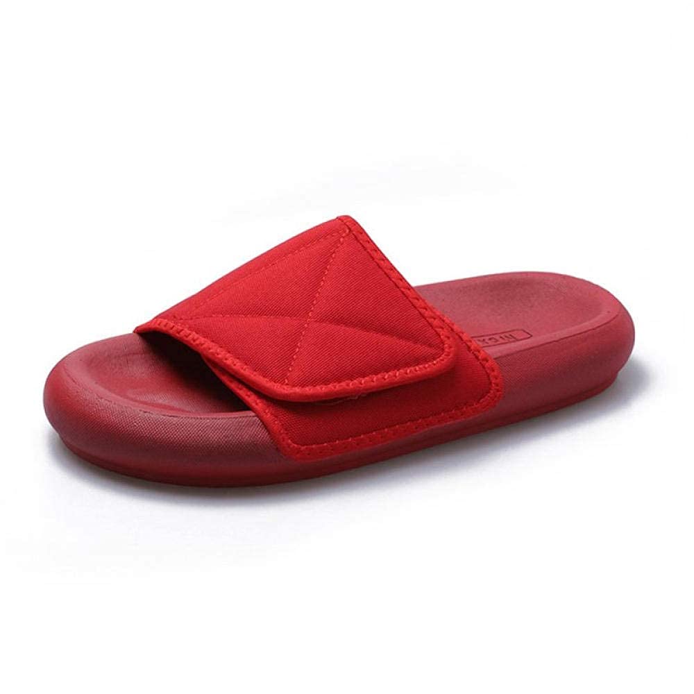 **CHEXIAOyg Men's Soft Sole Flip Flops - Comfortable Velcro Sandals & Slippers for Pool, Beach, House - Thick-Soled Fat Bread Design - Great for Couples, Outdoor & Indoor Use (Color: Red, Size: Men's 44)**