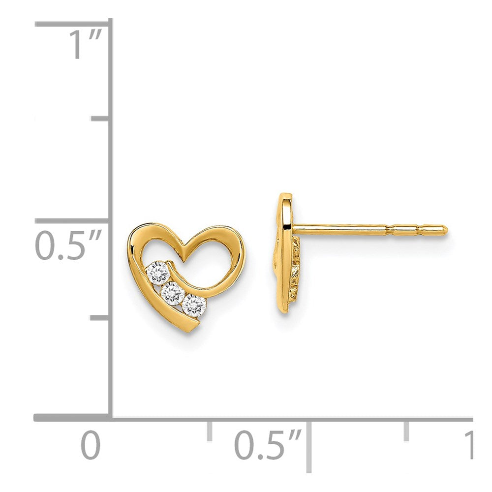 Gold Madi K CZ Heart Post Earrings GK1002 - Elegant Cubic Zirconia Stud Earrings for Women, Perfect for Valentine's Day, Anniversary Gifts & Everyday Wear