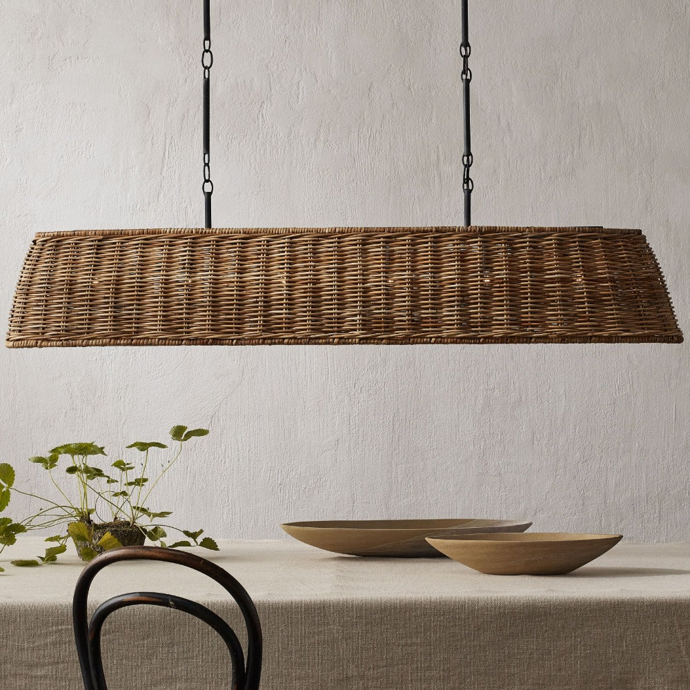 Rhys Linear Chandelier - Modern LED Pendant Light Fixture for Dining Room, Kitchen Island & Living Room Lighting