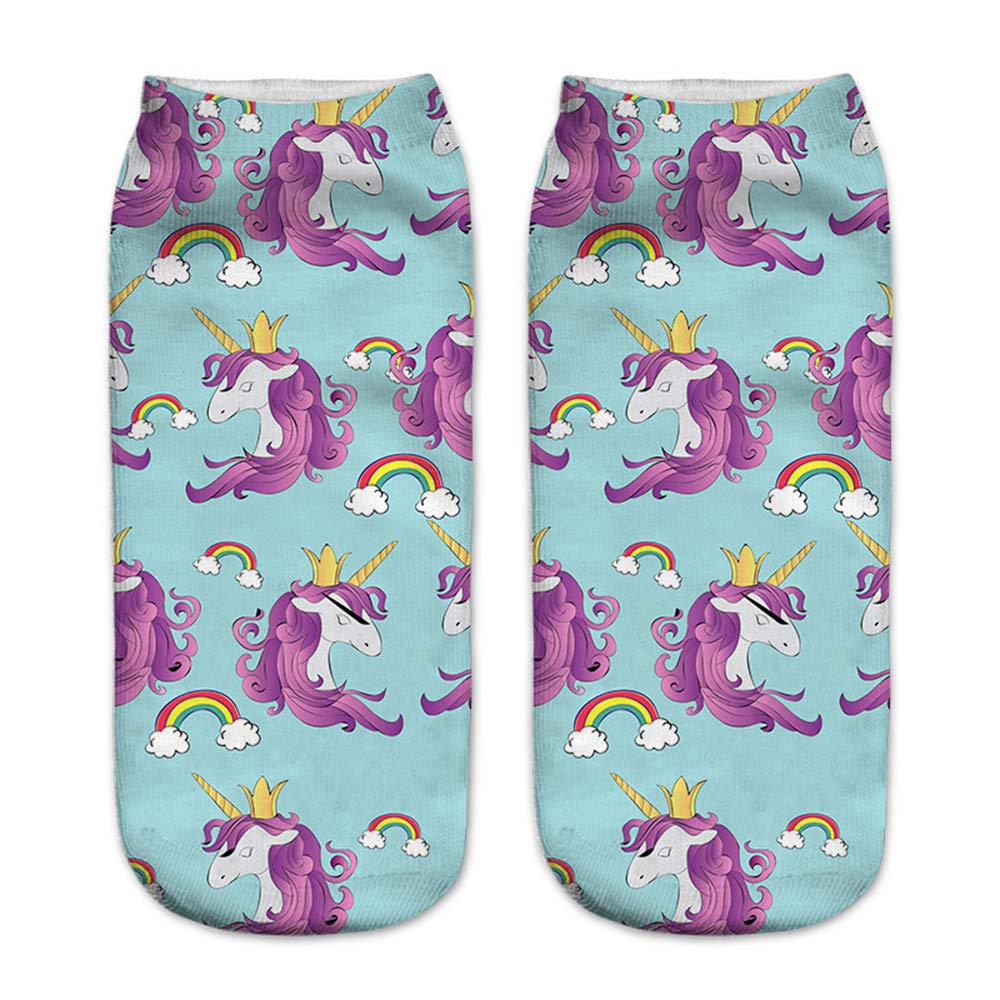 Benefeet Women's Funny Sloth & Unicorn Ankle Socks - 3D Printed Novelty Low Cut Socks for Women - Perfect Gift for Girls, Crazy & Cute Socks for Work, Gifts, Parties & Everyday Wear