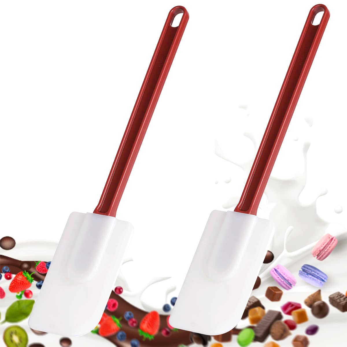 Premium Silicone Spatula Set - 2 Pack 9.5 Inch Heat-Resistant Scrapers (500℉) - Flexible Rubber Spatulas for Baking, Cooking & Mixing - Commercial Grade Kitchen Utensils for Cake Decorating, Cookie Dough & Nonstick Pans