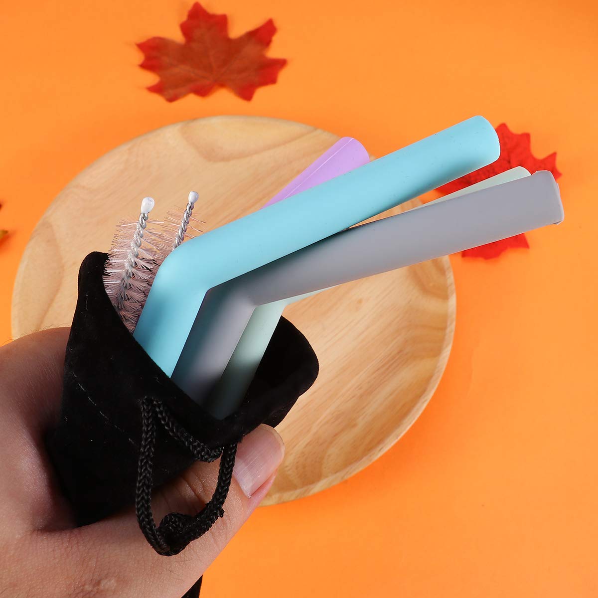 DOITOOL Reusable Silicone Straws - BPA-Free, Eco-Friendly Drinking Straws for Smoothies, Iced Coffee & Cocktails at Home or On-the-Go