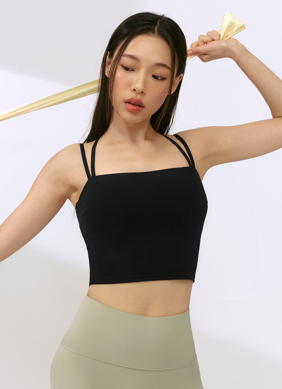 Black Label Power Rise Double Strap Sports Bra - High Support Workout Top for Running, Yoga & Gym