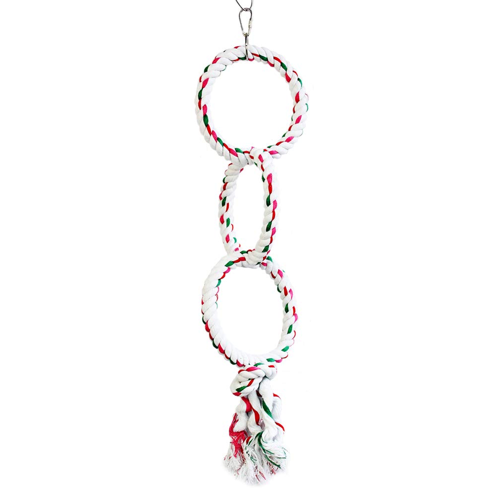 LeerKing Cotton Bird Rope Perch - Natural Chewing Toy & Swing for Parrots, Parakeets, Cockatiels, Conures, Cockatoos | Cage Accessories for Climbing, Playing & Exercise | Perfect for Bird Enrichment & Cage Decoration