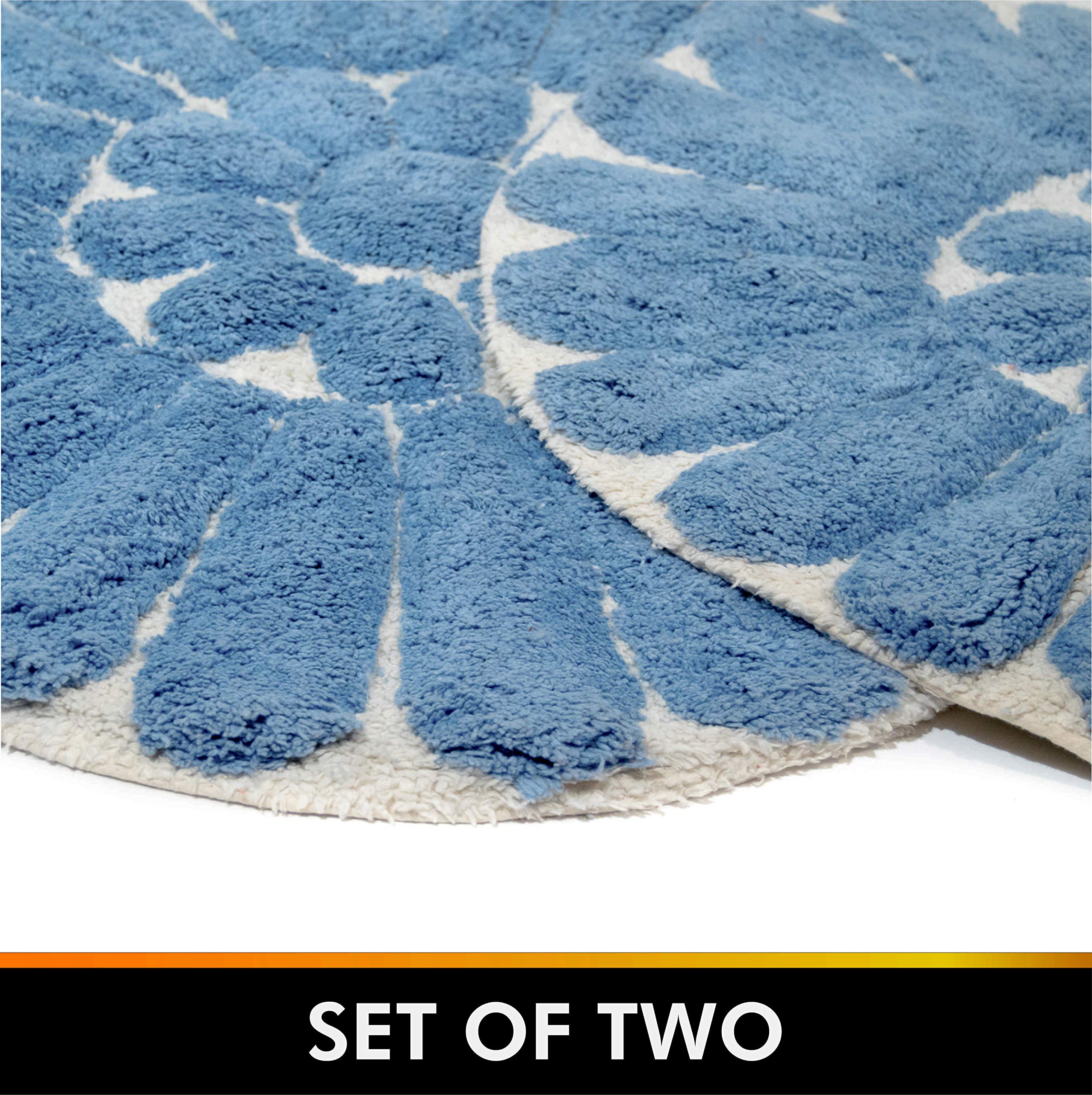 Premium 2-Piece Chesapeake Bursting Flower Bath Rug Set - Soft Non-Slip Round Bathroom Mats (24