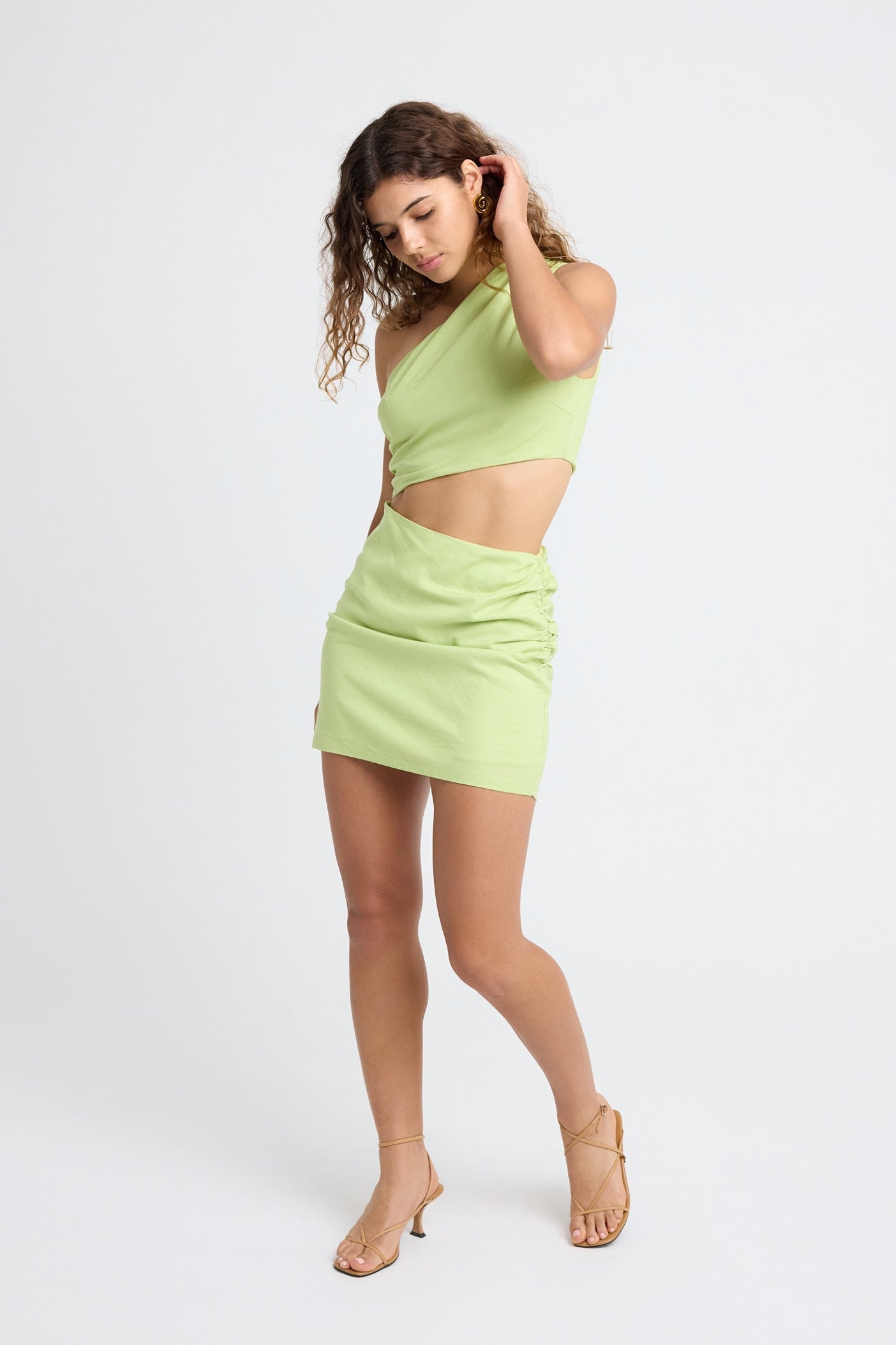 Logan Linen Mini Dress in Lime Green - Summer Casual Outfit for Beach, Vacation & Date Night