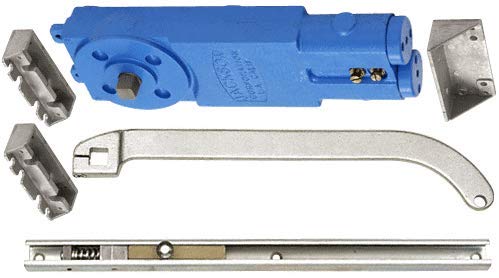 CR Laurence Adjustable Spring Power 105 Degree Hold-Open Concealed Door Closer with U Offset Slide-Arm - Aluminum Hardware Package for Commercial & Residential Overhead Doors - Perfect for Offices, Schools, and Retail Stores