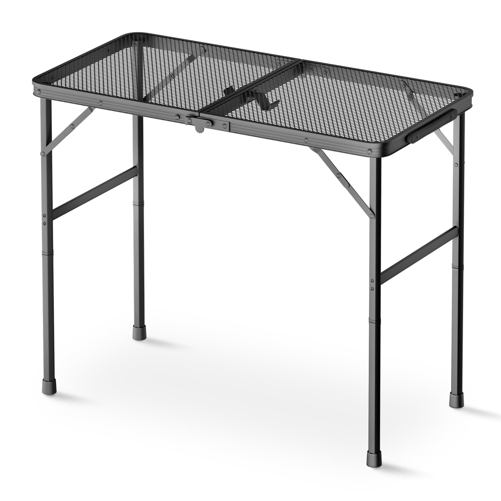 Magshion Adjustable Height Portable Folding Grill Table - Lightweight Aluminum Camping Table with Mesh Desktop for BBQ, Picnics & Outdoor Cooking | Perfect for Backyard, Beach and Tailgating Parties