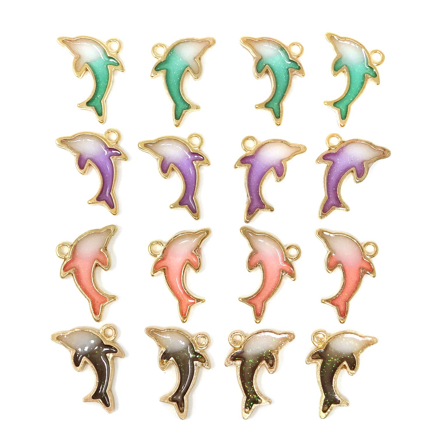 16PCS Double Sided Enamel Dolphin Charms for Jewelry Making - DIY Craft Supplies for Necklaces, Bracelets & Keychains - Perfect for Gifts & Beach Themed Accessories