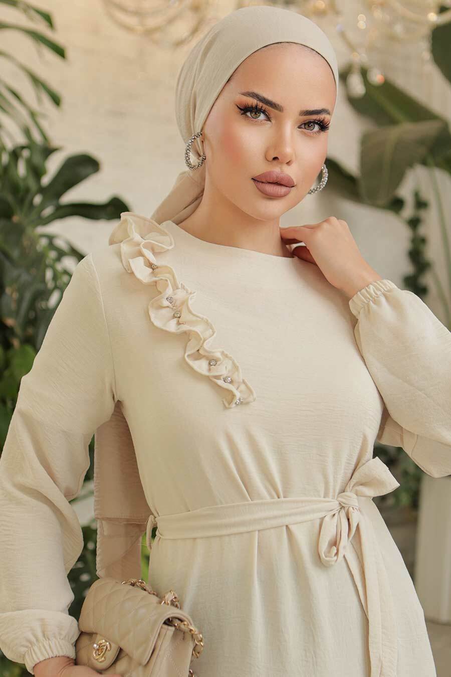 Tanya Long Maxi Dress with Ruffle Design & Waist Belt - Elegant Flowy Summer Dress for Beach, Wedding, and Special Occasions