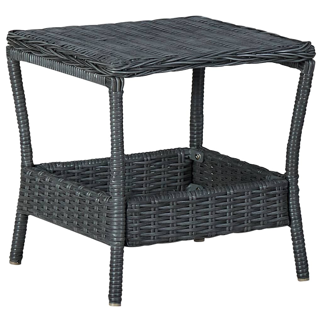 vidaXL 3-Piece Patio Furniture Set - Outdoor Sofa Chair with Coffee Table, Modern Poly Rattan Dark Gray Garden Armchair with Wood Legs | Perfect for Backyard, Deck, and Poolside Relaxation