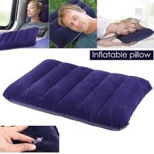 Trendmad Velvet Inflatable Travel Pillow for Neck Support - Soft & Portable Air Pillow for Airplane, Car, Camping (Blue, Pack of 1) - Perfect for Long Flights, Road Trips & Outdoor Adventures