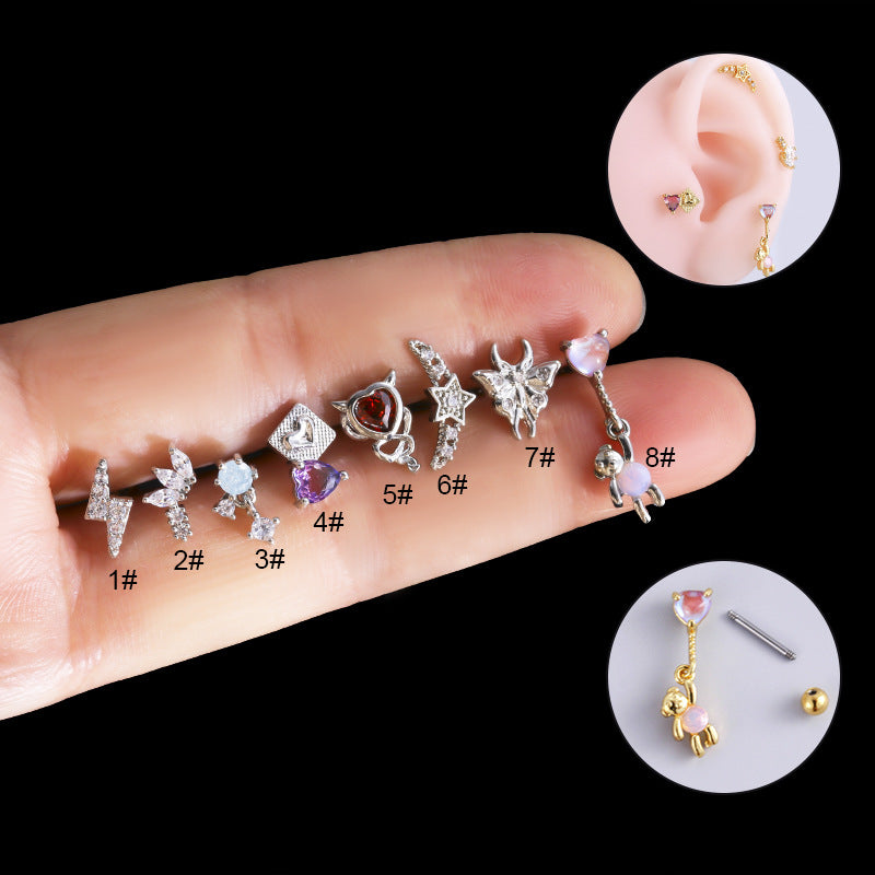 20G Cartilage Surgical Steel Earrings - Butterfly, Heart & Ball Back Stud Earrings for Women | Hypoallergenic Piercing Jewelry | Perfect for Daily Wear, Parties & Gifts