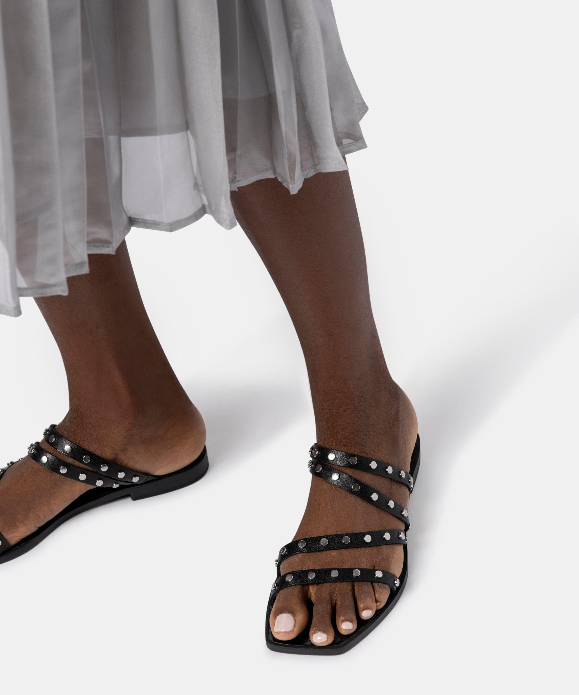 IZABEL Studded Sandals for Women - Black Stella | Comfortable & Stylish Summer Shoes | Perfect for Beach, Party & Casual Outings