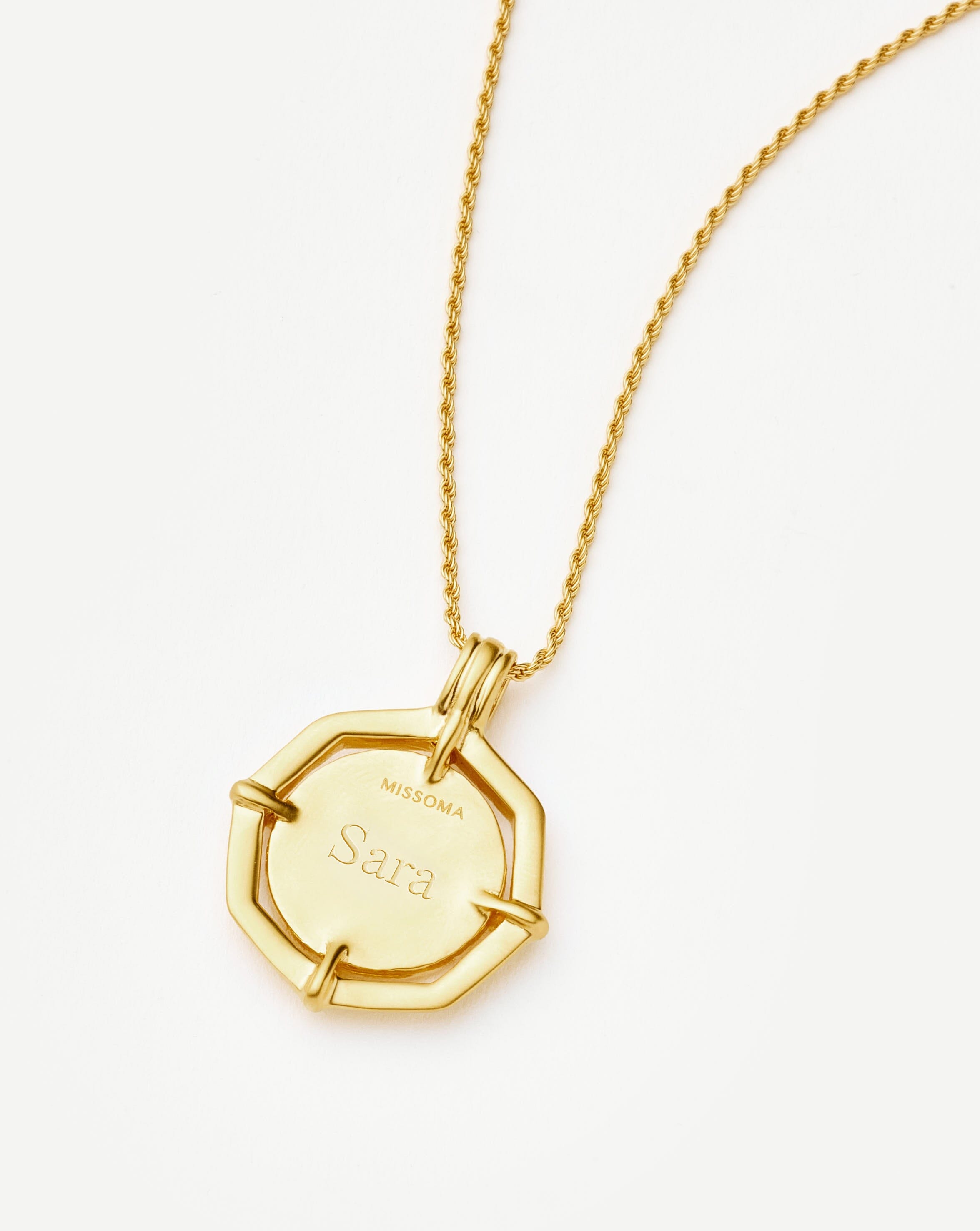 Lucy Williams Engravable Octagon Medallion Coin Necklace - 18k Gold Plated Personalized Jewelry Gift for Women | Perfect for Anniversaries, Birthdays & Special Occasions