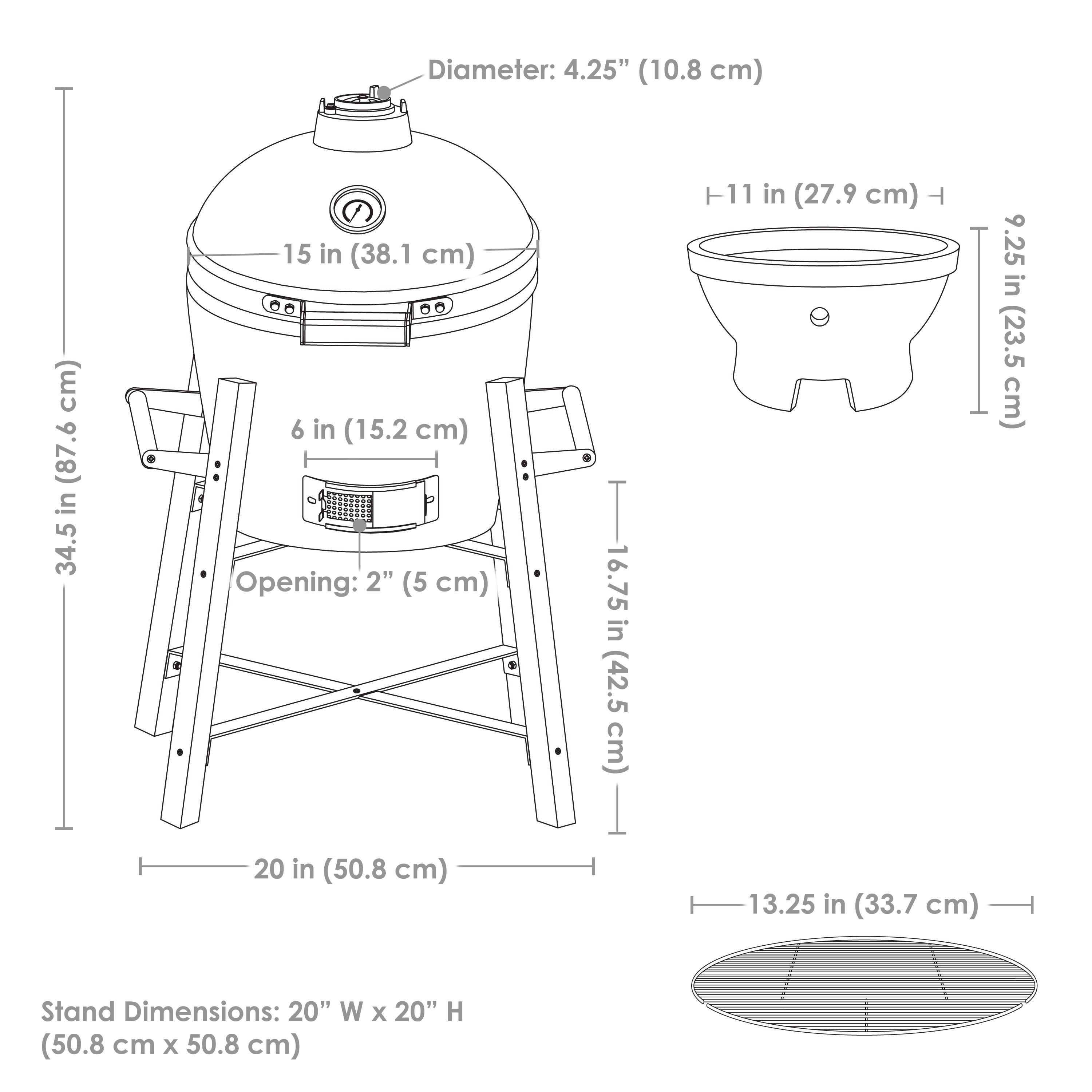 Premium Kamado Charcoal Grill & Smoker with Stand - Ceramic Outdoor BBQ Cooker for Backyard, Patio & Camping - Perfect for Grilling, Smoking & Slow Cooking Steaks, Ribs & Pizza