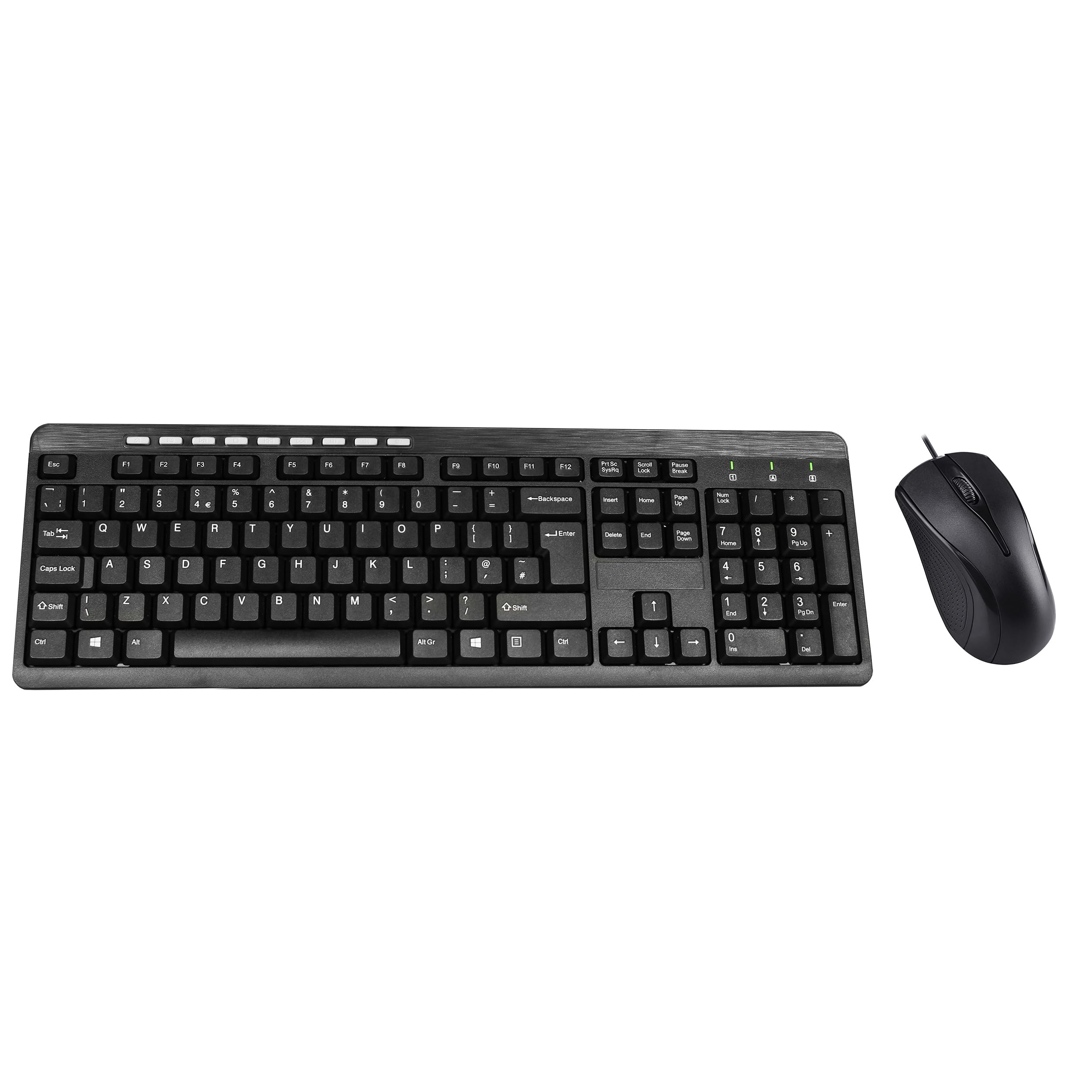 CiT USB Keyboard and Mouse Combo - Wired Ergonomic Desktop Set for PC, Laptop, Office & Gaming - Plug and Play (Black)
