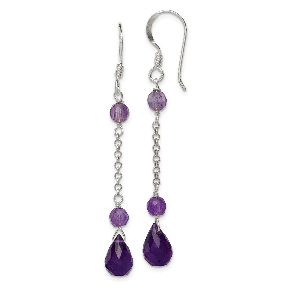 925 Sterling Silver Amethyst Dangle Earrings for Women - Elegant Purple Gemstone Drop Earrings for Party, Wedding & Everyday Wear
