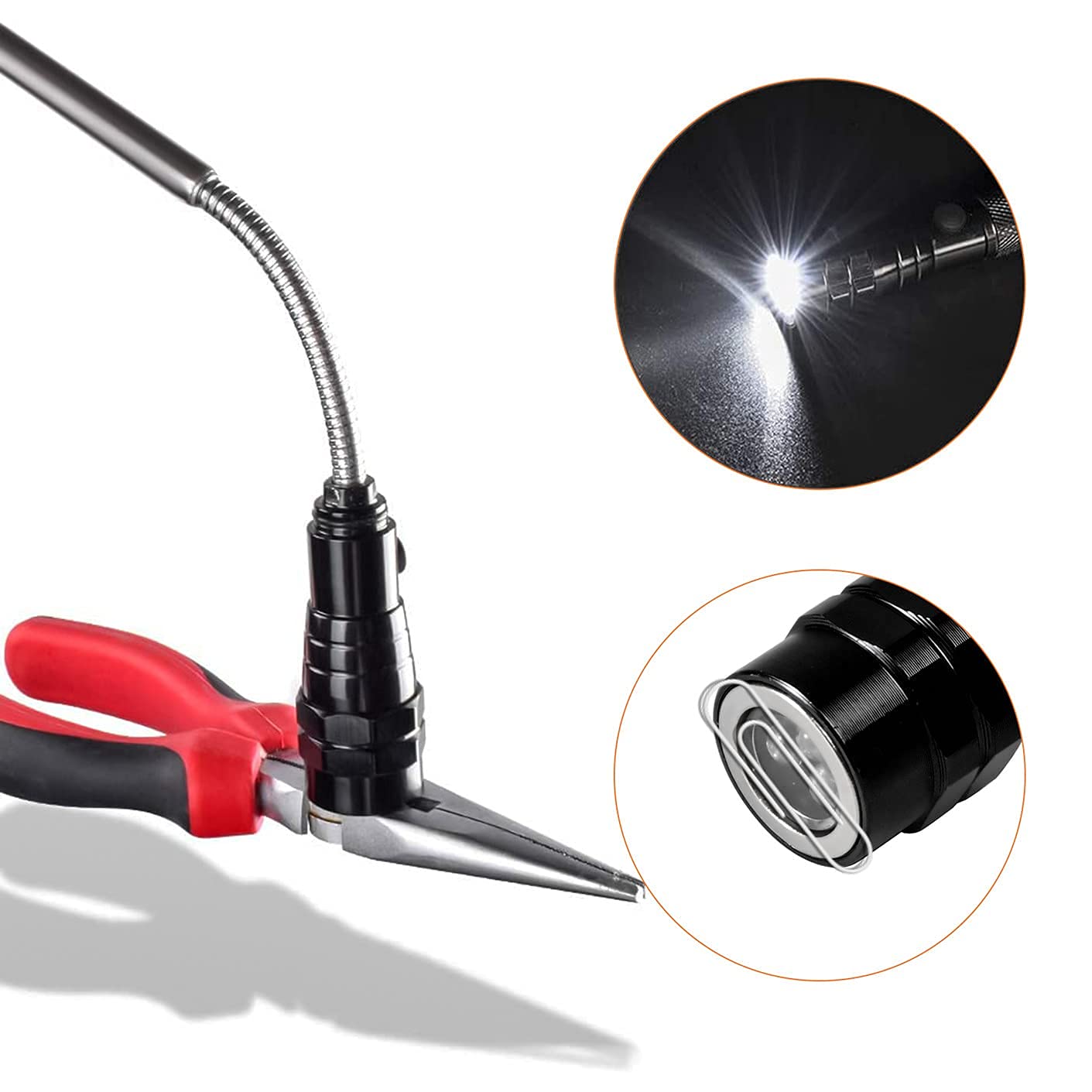 Magnetic LED Flashlight - Telescoping Pickup Tool for Men, Perfect Gift for Dad, Husband, Father's Day, Stocking Stuffer from Wife, Daughter or Son - Great for Camping, Hiking, Garage & Emergency Use
