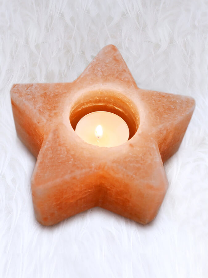 Himalayan Salt Tealight Candle Holder for Yoga Studio - Natural Star Shape for Meditation, Relaxation & Home Decor - Perfect for Spa, Bedroom & Gift Giving
