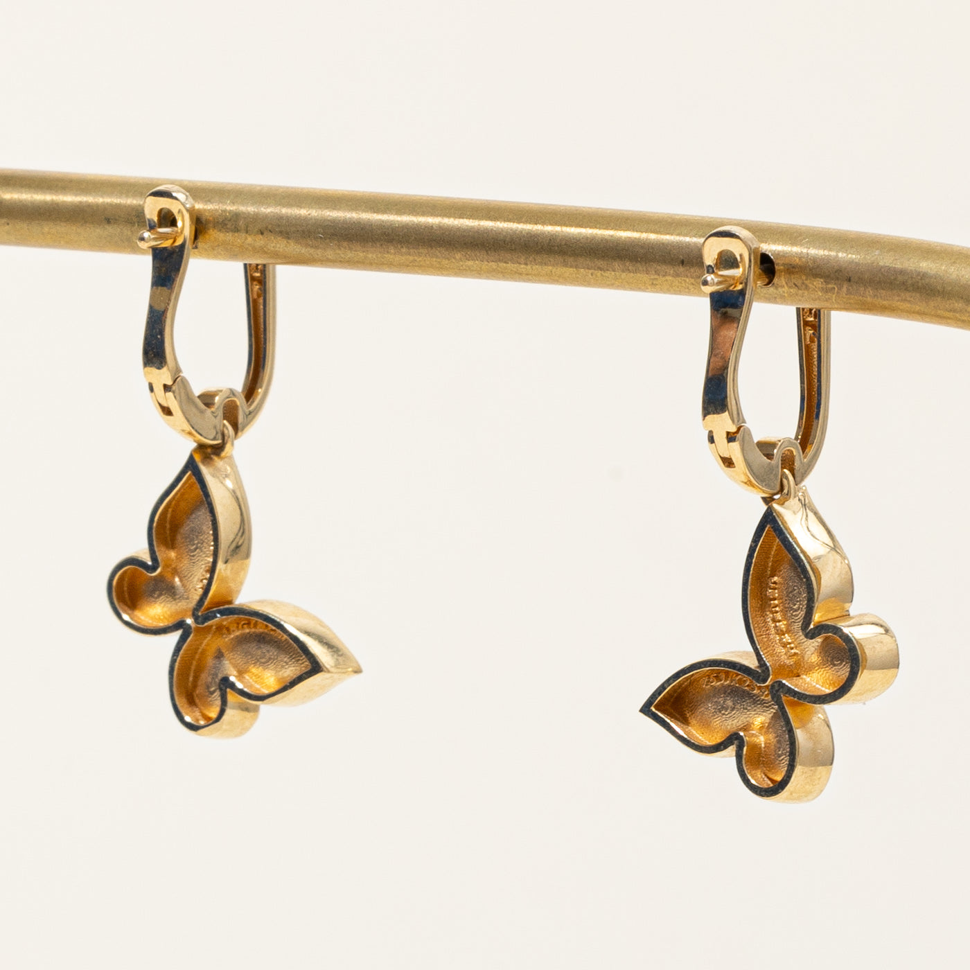 18K Yellow Gold Butterfly Earrings for Women - Elegant Dangle Hoop Earrings for Everyday Wear, Party & Gift Giving
