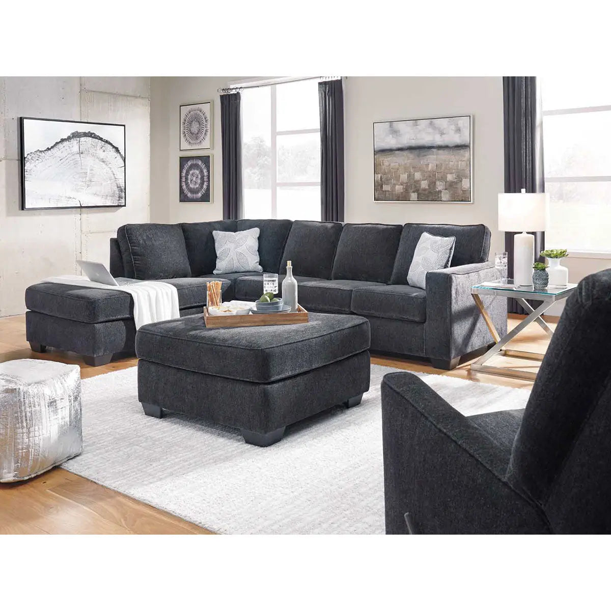 Altari 2-Piece LFH Chaise Sectional Sofa in Slate Gray - Modern L-Shaped Couch for Living Room, Family Room & Home Theater
