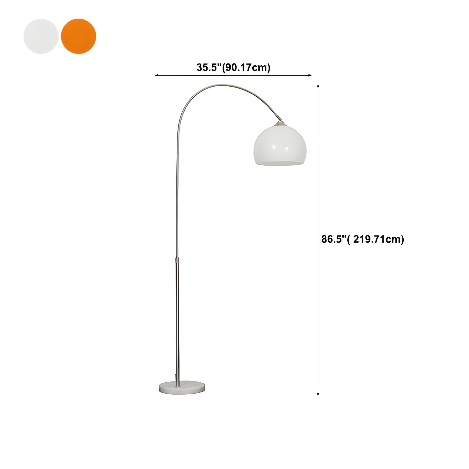 Modern Adjustable Metal Round Floor Lamp - 1 Light Standing Lamp with Adjustable Head for Living Room, Office, Bedroom - 110V-120V Orange Lighting - Perfect for Reading, Relaxing & Home Decor