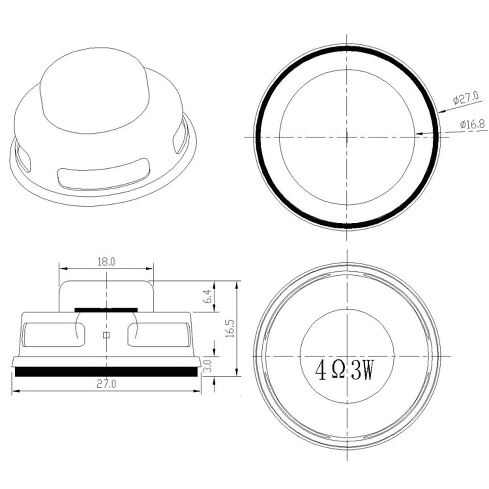 Haveratio 4Ohm 3W 27mm Inner Magnet Speaker Replacement - High Performance Metal Woofer Loudspeaker for DIY Audio Projects, Home Theater Systems, and Car Audio Upgrades