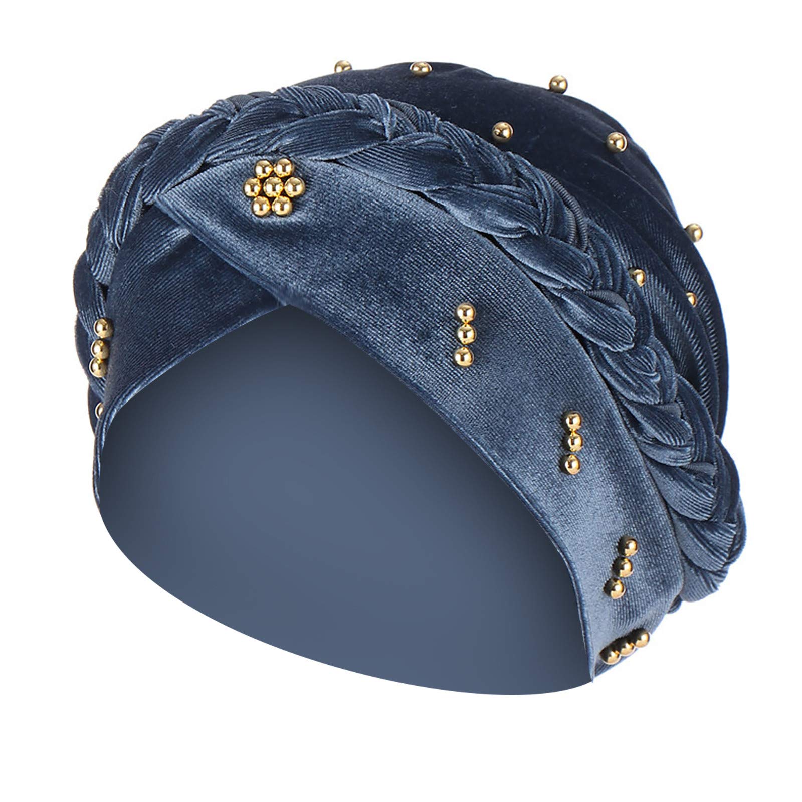 LEKODE Solid Beaded Wrap Hat - Stylish Ruffle Indian Cap for Women & Men - Soft Chemo Beanie, Muslim Baseball Cap - Perfect for Cancer Patients, Daily Wear & Outdoor Activities