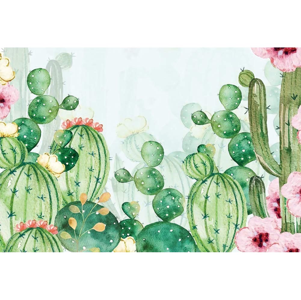 6x4ft Cactus Watercolor Photography Backdrop - Pink Floral Desert Theme Party Decor for Baby Shower, Birthday, Bridal Shower - Perfect for Photo Studio, Video Shoot & Wall Decoration