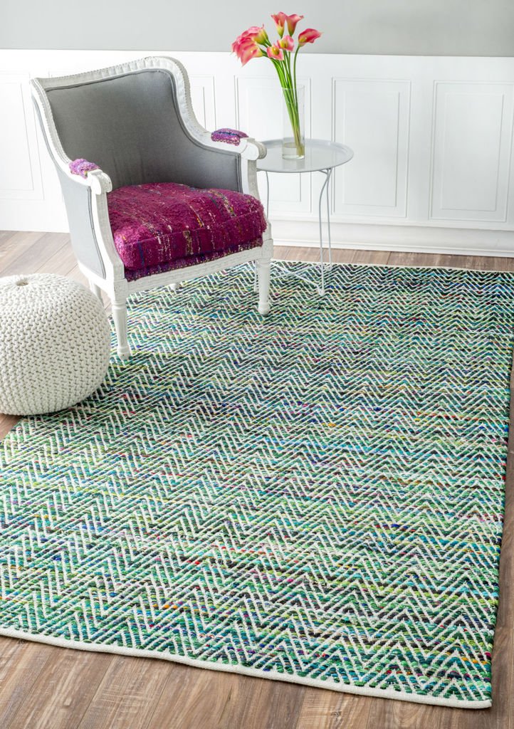 nuLOOM Rochell Hand Woven Chevron Area Rug 9x12 Green - Stylish Home Decor for Living Room, Bedroom & Office