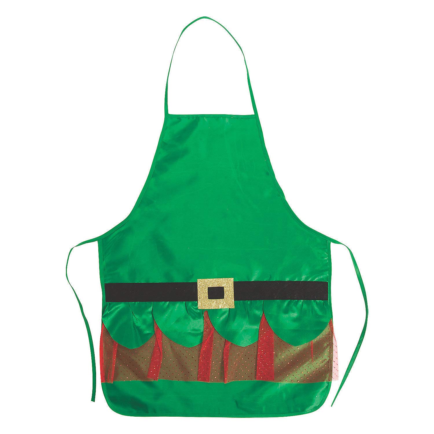 Fun Express Adult Elf Apron - Green Costume Apron for Christmas, Cosplay, and Holiday Parties - 1 Piece Kitchen & Festive Apparel Accessory