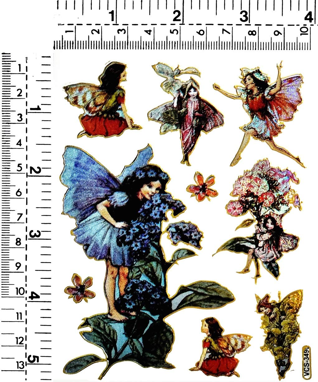 Glitter Stickers Pack - 10 Sheets with Angel, Fairy, Flower Garden, Cartoon Designs for Scrapbooking, Kids Crafts, Party Favors & Birthday Gifts - Perfect for DIY Projects, School Activities & Home Decor