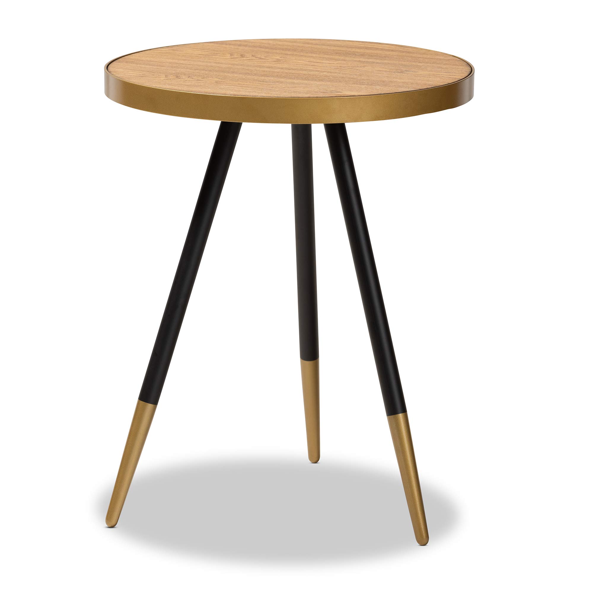 Baxton Studio Modern End Table - Walnut, Black & Gold Finish - Perfect for Living Room, Bedroom or Office Side Table