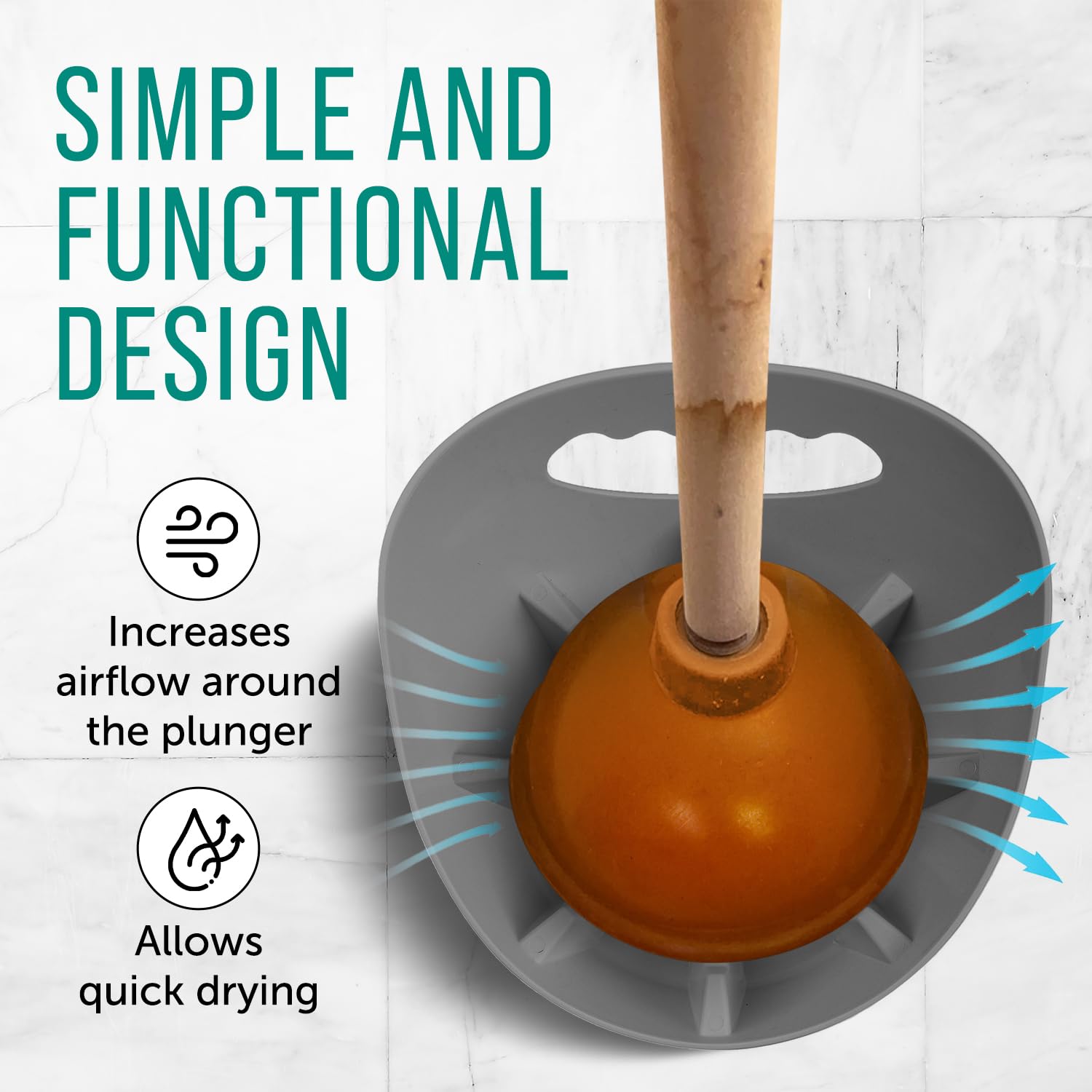 Universal Plunger Tray for Toilet & Sink - Drip Catcher with Germ Protection - Easy Clean Gray Bathroom Organizer - Pack of 1 - Perfect for Home, Office & Public Restrooms