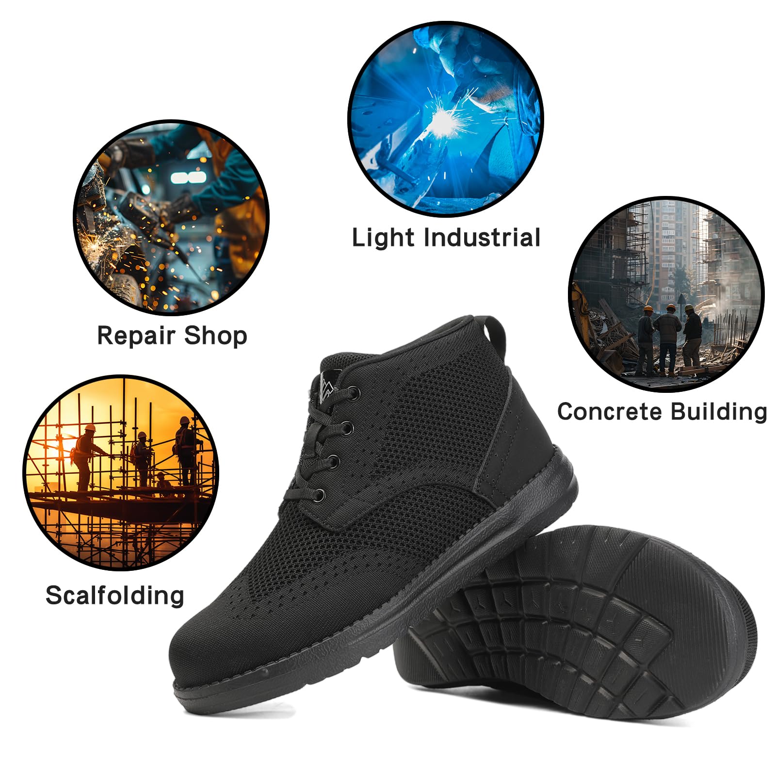 **NIFOFISE Steel Toe Work Shoes for Men & Women - High-Cut, Slip-Resistant, Lightweight & Breathable Safety Sneakers for Construction & Industrial Use - Durable Wide Fit Work Boots for Comfort & Protection**    *(Use Cases: Ideal for construction workers, warehouse staff, mechanics, and industrial professionals needing reliable safety footwear.)*